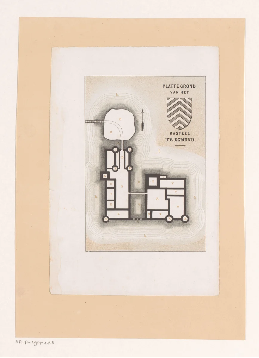 Plattegrond van het kasteel te Egmond by anonymous, print, 1854-1861