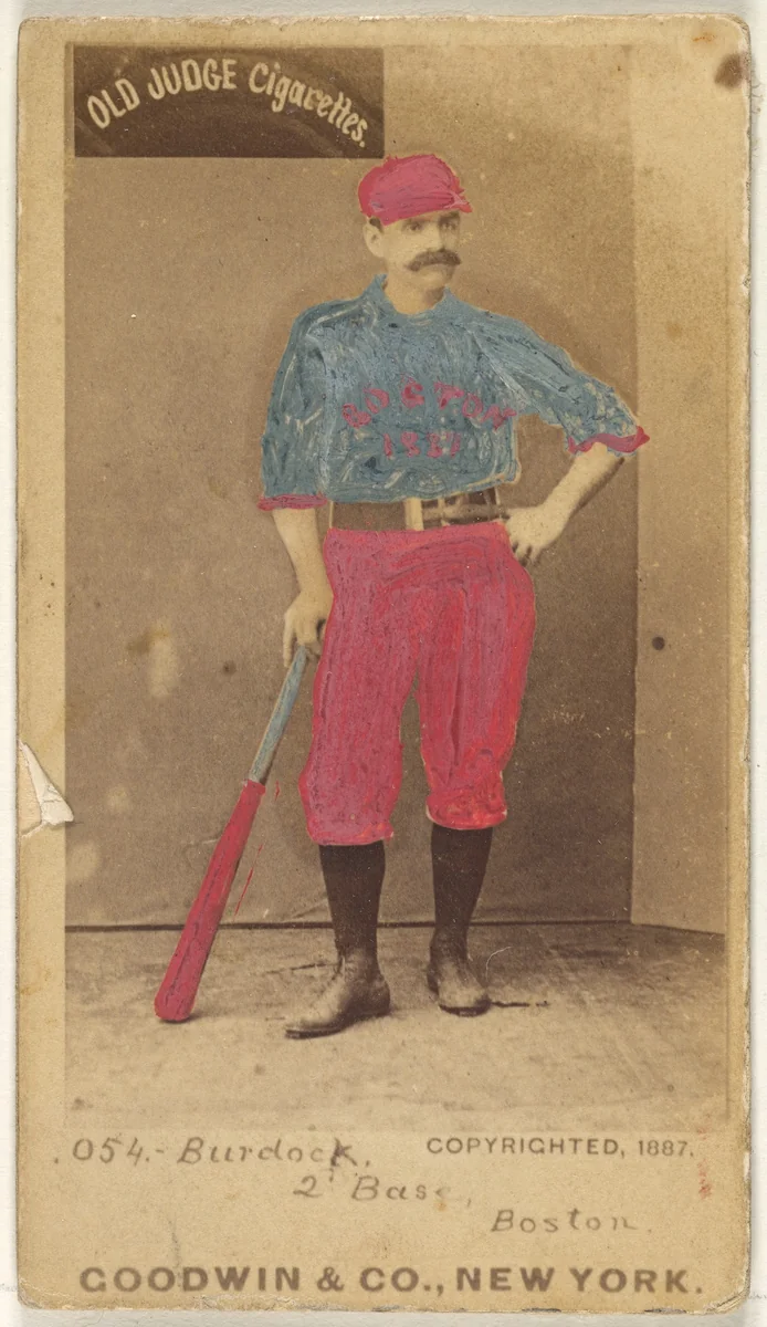 Burdock, 2nd Base, Boston, from the Old Judge series (N172) for Old Judge Cigarettes by Goodwin & Company, photograph, 1887
