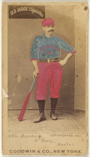 Burdock, 2nd Base, Boston, from the Old Judge series (N172) for Old Judge Cigarettes by Goodwin & Company, photograph, 1887