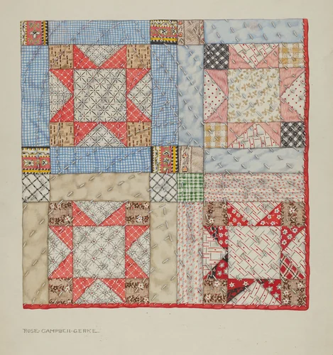 Patchwork Quilt by Rose Campbell-Gerke, index of american design, 1937