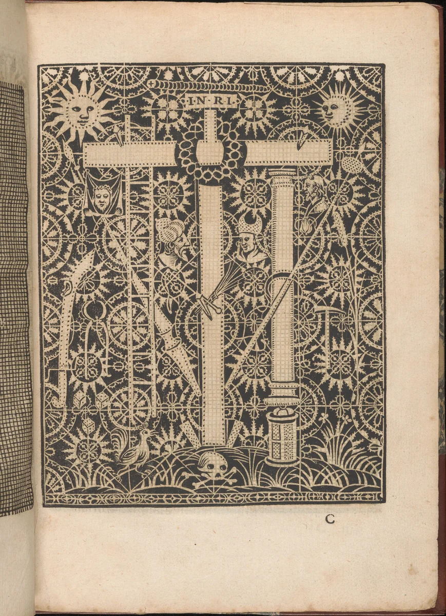 Les Secondes Oeuvres, et Subtiles Inventions De Lingerie du Seigneur Federic de Vinciolo Venitien, page 9 (recto) by Federico de Vinciolo, book, 1603