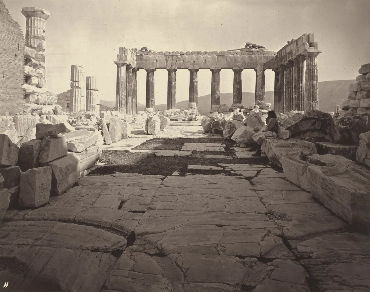 Interior of the Parthenon, Taken from the Western Gate by William James Stillman, photograph, 1869
