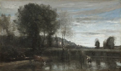 Pond at Ville-d'Avray by Jean-Baptiste-Camille Corot, painting, 1865-1869