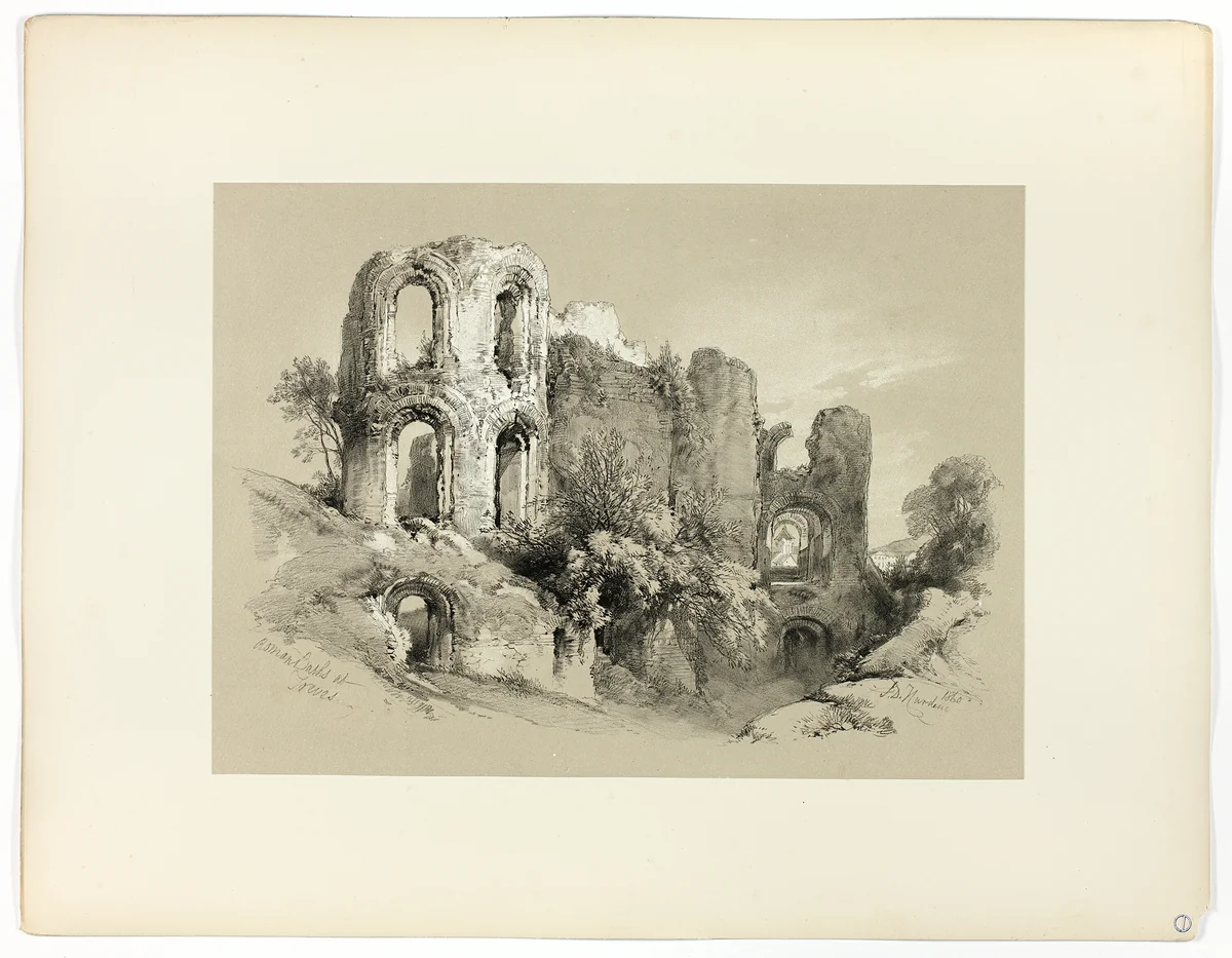 Roman Baths at Treves, from Picturesque Selections by James Duffield Harding, print, 1860