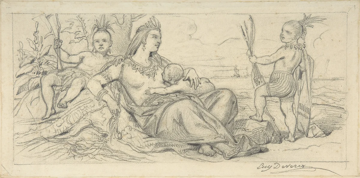 Allegory of America by Eugène Devéria, drawing, 1820-1865