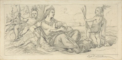Allegory of America by Eugène Devéria, drawing, 1820-1865