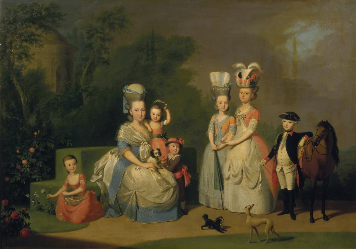 Portrait of Carolina Wilhelmina of Orange (1743-1787) and her Children by Anton Wilhelm Tischbein, painting