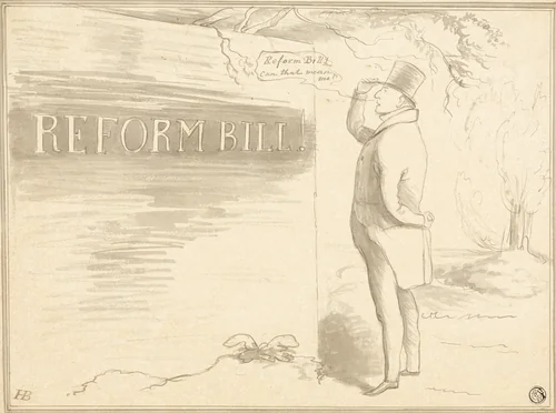 The Handwriting on the Wall by John Doyle, drawing, 1817-1868