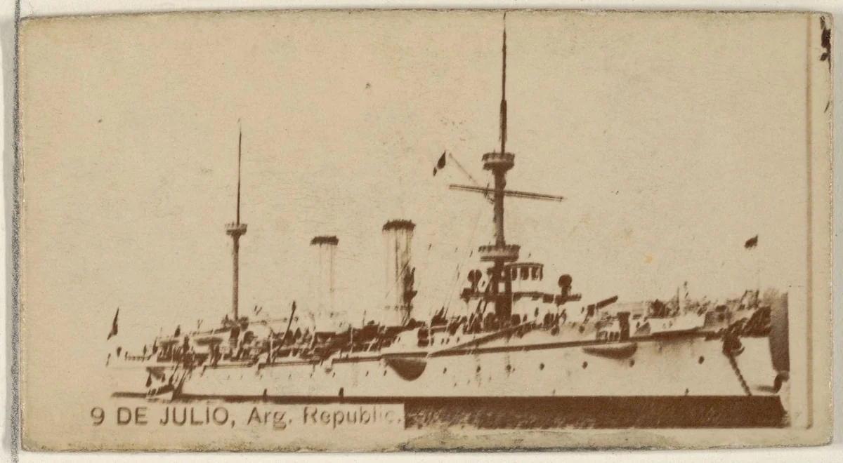 9 de Julio, Republic of Argentina, from the Famous Ships series (N50) for Virginia Brights Cigarettes by Allen & Ginter, photograph, 1895