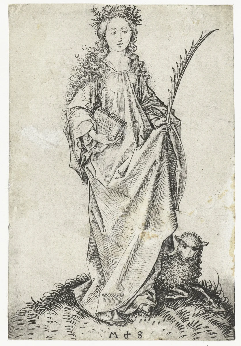 Heilige Agnes by Unknown, print, 1470-1491