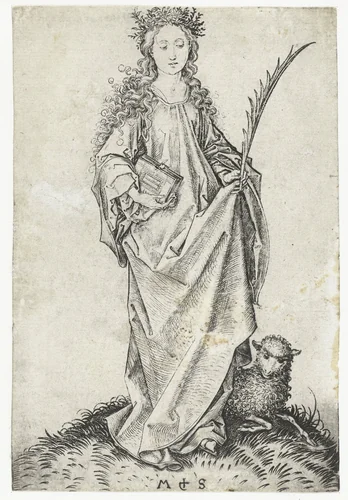 Heilige Agnes by Unknown, print, 1470-1491