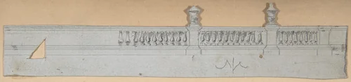 Design for a Stage Set at the Opéra, Paris: Balustrade by Eugène Cicéri, drawing, 1830-1890