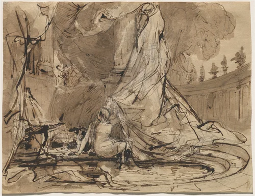 David and Bathsheba by Carl Blechen, drawing, 1825-1828