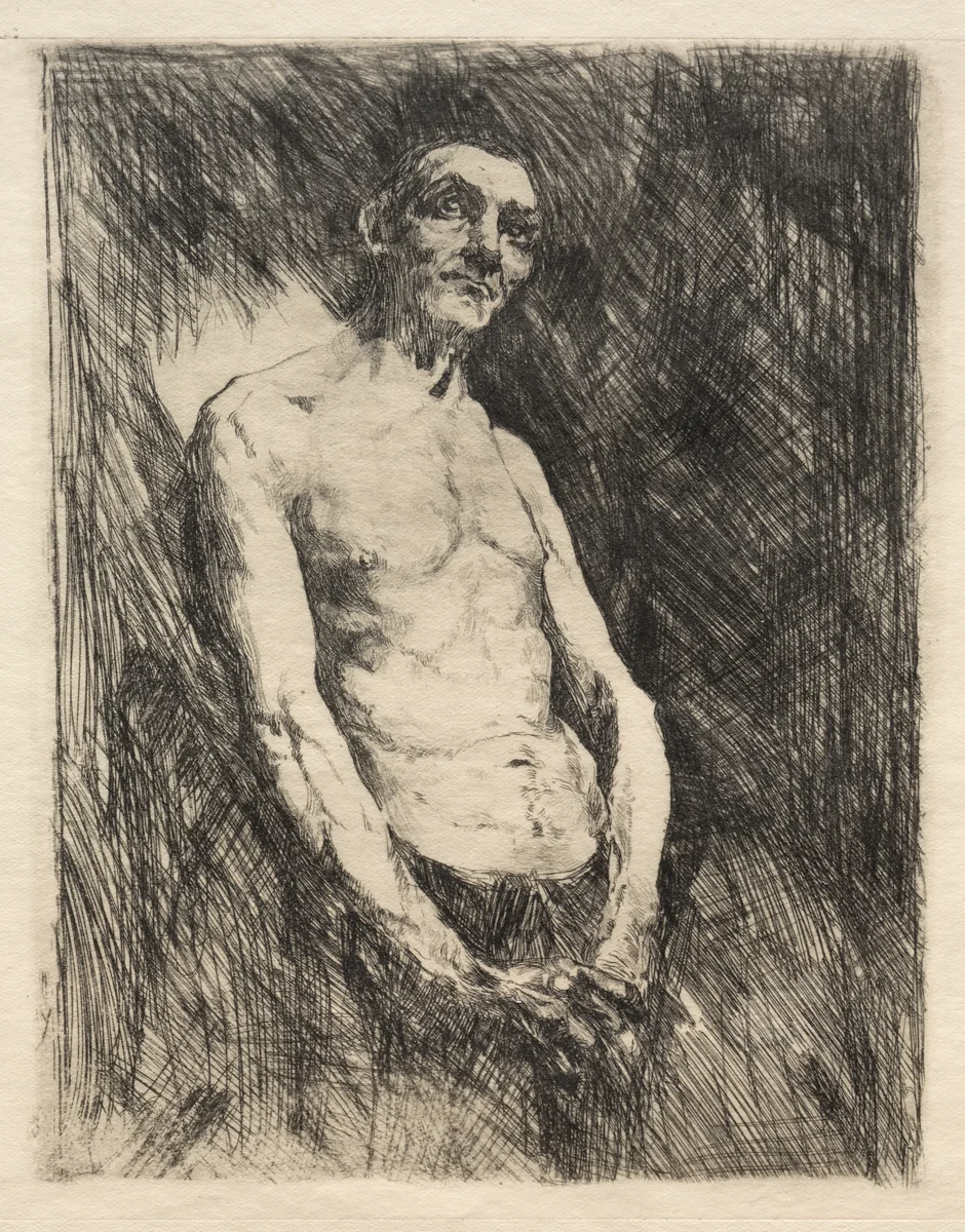 Half Nude Figure of a Man by Robert Frederick Blum, print, 1800-1899