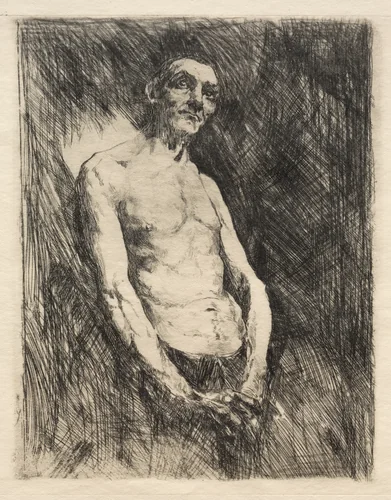 Half Nude Figure of a Man by Robert Frederick Blum, print, 1800-1899