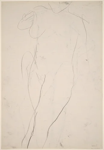 Untitled [striding female nude] [verso] by Richard Diebenkorn, drawing, 1955-1967