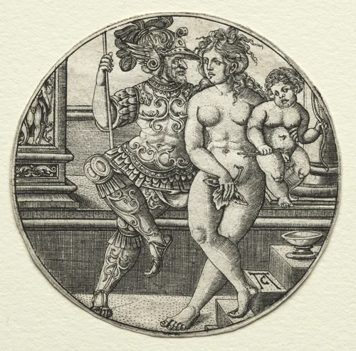 Mars, Venus, and Cupid by Allaert Claesz, print, 1520-1530