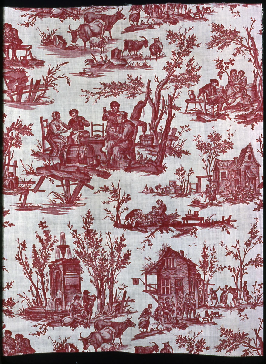 Scènes Flamandes (Furnishing Fabric) by Jean Baptiste Huet, textile, 1775-1800