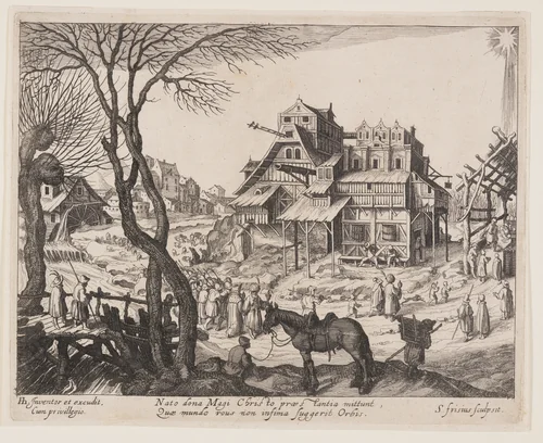The Adoration of the Magi, from Landscapes with Scenes from the Life of Christ by Simon Frisius, print, 1600-1620