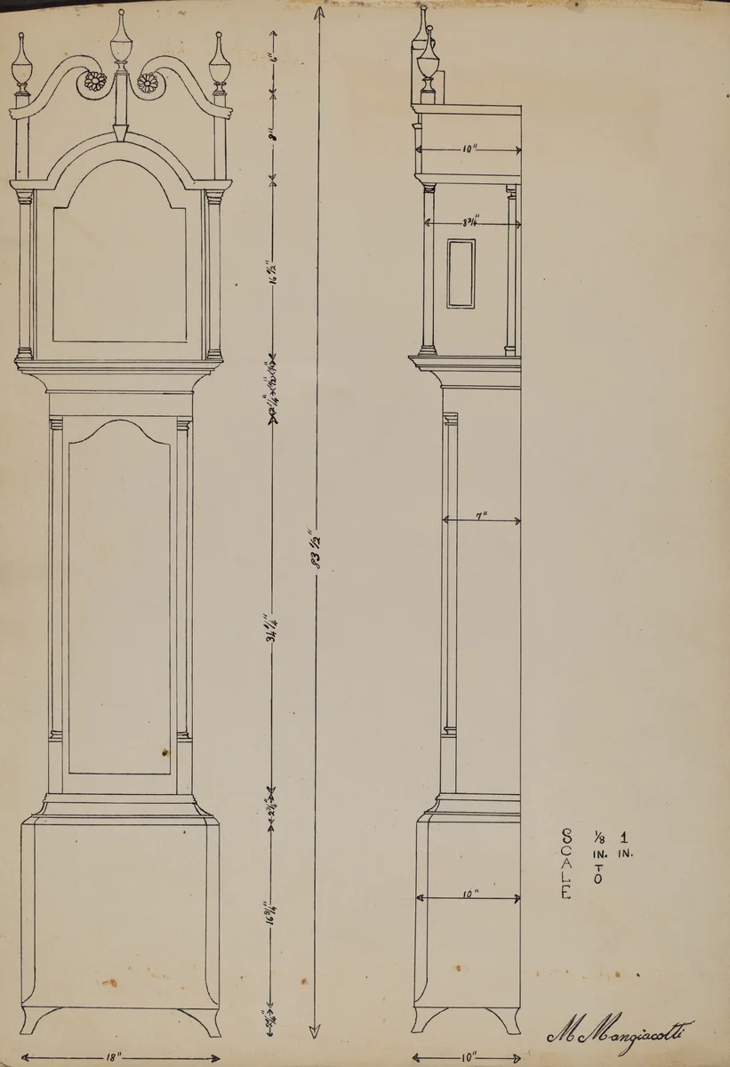 Clock by Matthew Mangiacotti, index of american design, 1935-1942