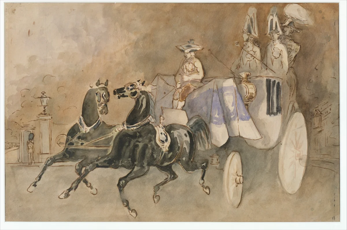 A Carriage in London by Constantin Guys, drawing, 1848-1856