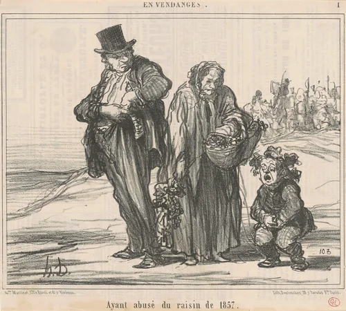 Ayant abusé du raisin de 1857 by Honoré Daumier, print, 1857