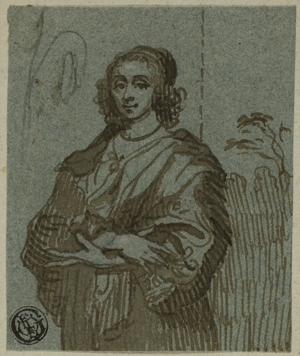 Woman Three-Quarter Length with Crossed Arms by Anthony van Dyck, drawing, 1700-1799
