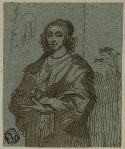 Woman Three-Quarter Length with Crossed Arms by Anthony van Dyck, drawing, 1700-1799