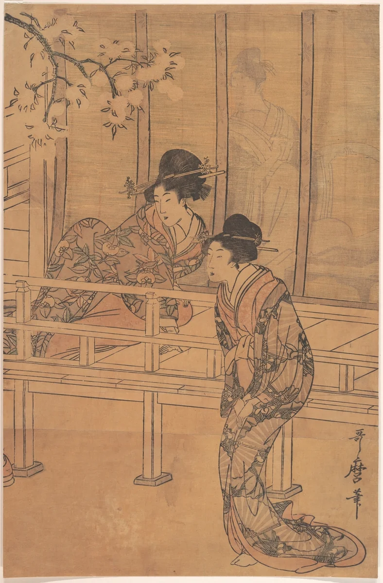 The Lady of Rokujo being Visited by the Princess Aoi by Kitagawa Utamaro (喜多川歌麿), print, 1795-1815