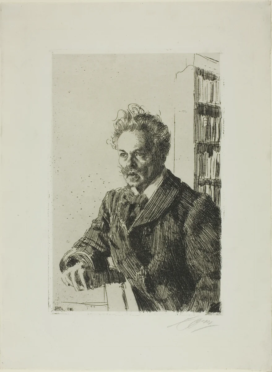 August Strindberg by Anders Zorn, print, 1910