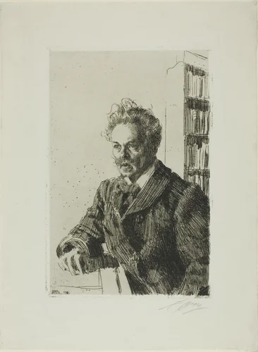 August Strindberg by Anders Zorn, print, 1910