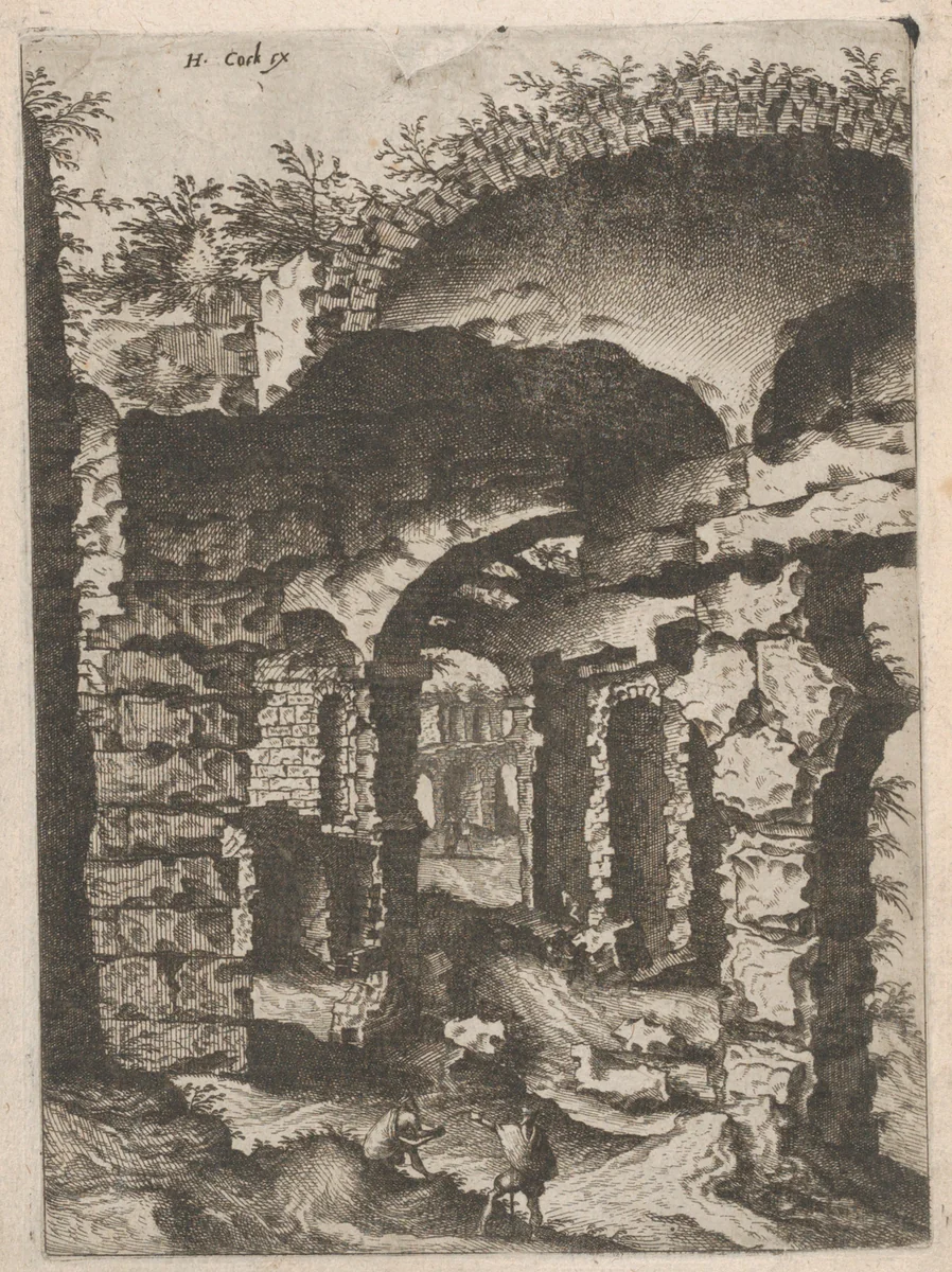 Vaults with Bosse Blocks, from "Roman Ruins and Buildings" by Johannes van Doetecum, print, 1562