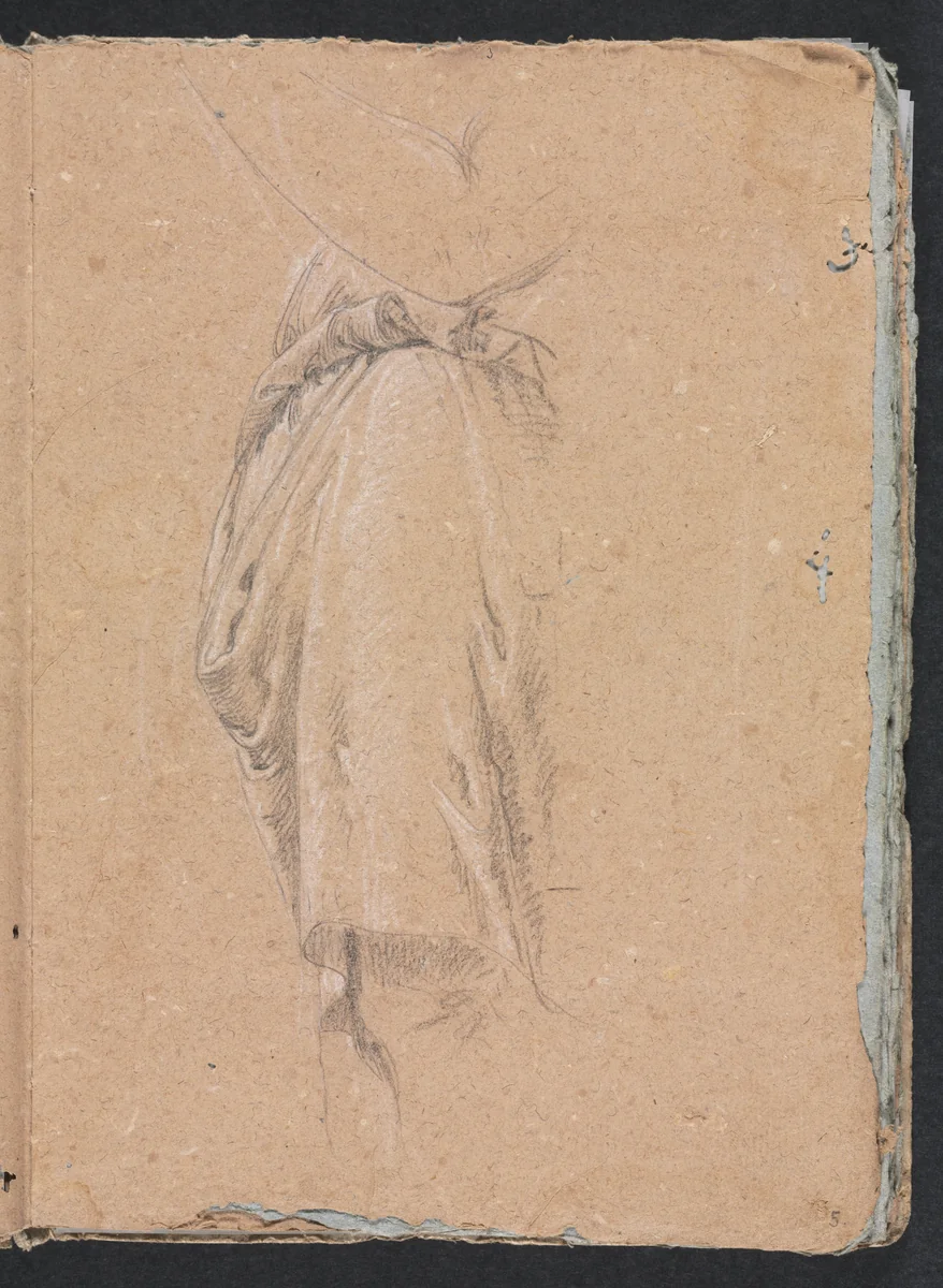 Verona Sketchbook: Drapery study with elbow (page 5) by Francesco Lorenzi, book, 1760