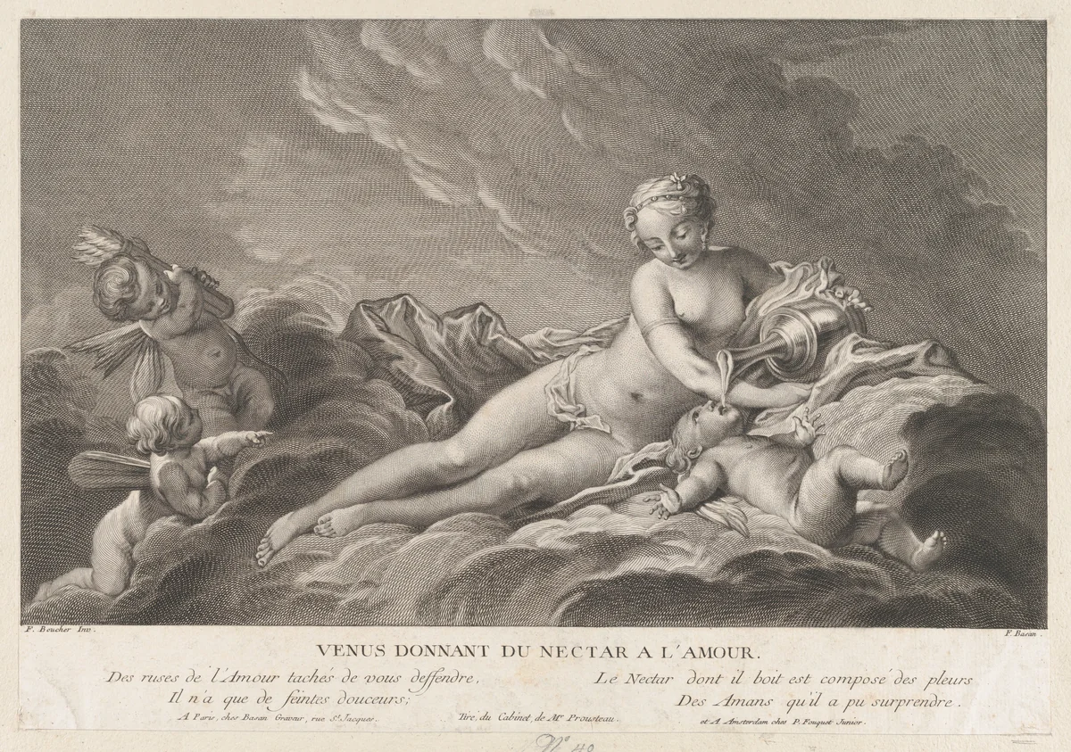 Venus Giving Nectar to Cupid by Pierre François Basan, print, 1738-1797