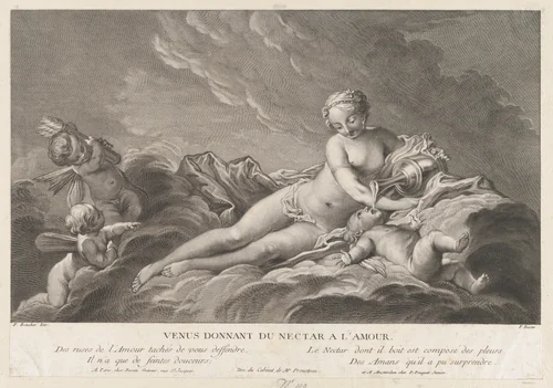 Venus Giving Nectar to Cupid by Pierre François Basan, print, 1738-1797