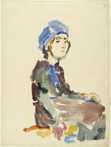 Seated Girl by Oskar Kokoschka, drawing, 1922