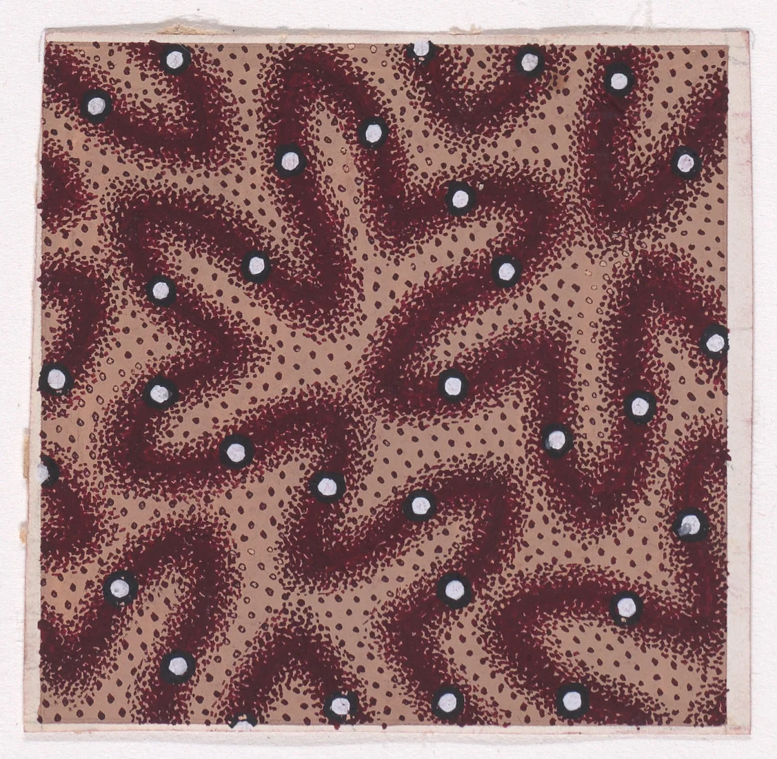 Textile Design with a Vermicular Pattern and Pearls over a Dotted Background by anonymous, drawing, 1840
