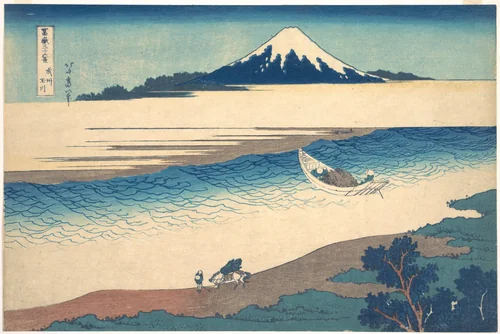 Tama River in Musashi Province (Bushū Tamagawa), from the series Thirty-six Views of Mount Fuji (Fugaku sanjūrokkei) by Katsushika Hokusai (葛飾 北斎), print, 1820-1842