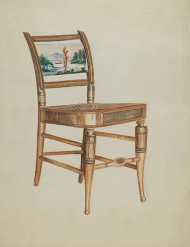 Chair - with Hudson River Scenes by Ella Sterling, index of american design, 1936