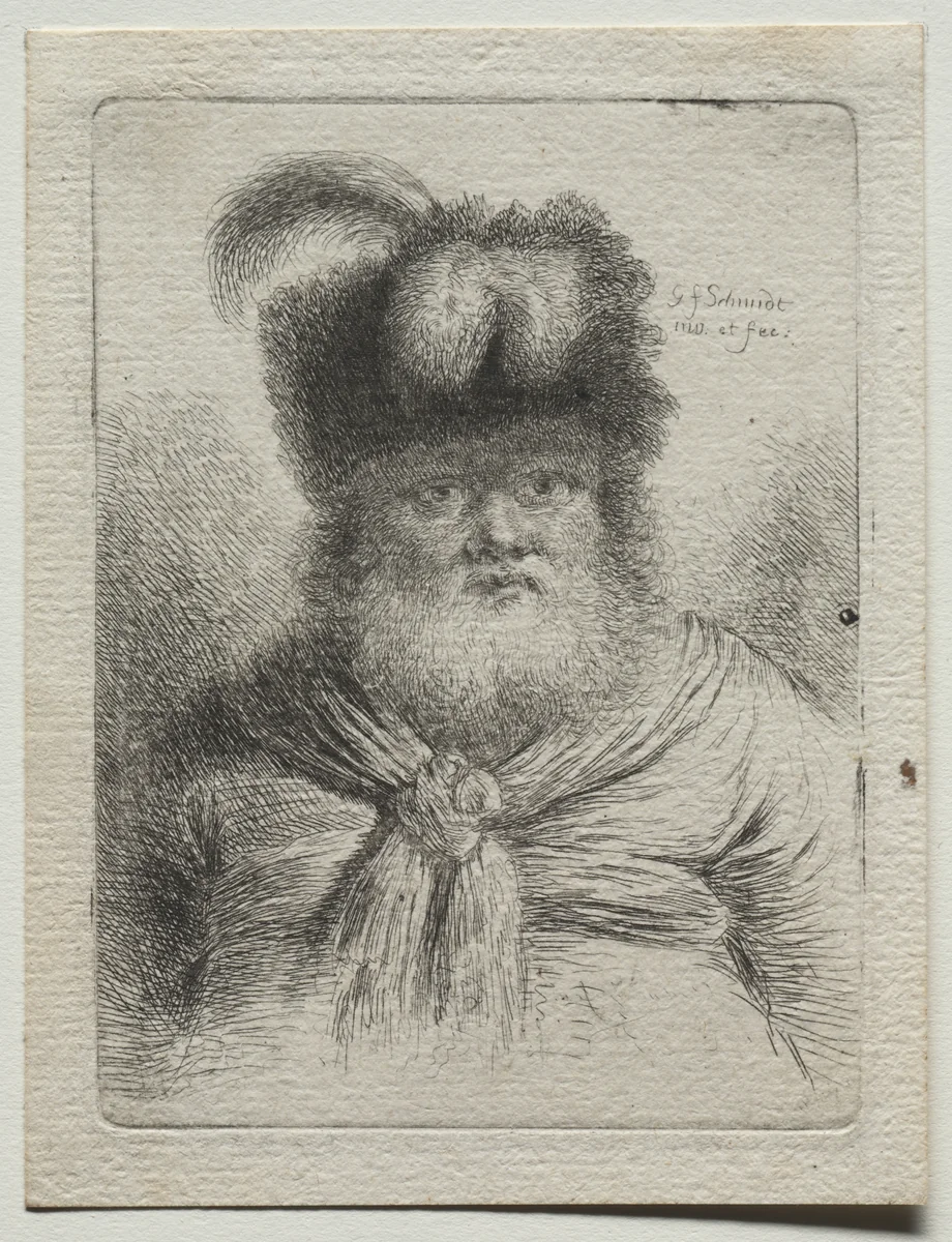 Old Man in a Fur Hat by Georg Friedrich Schmidt, print