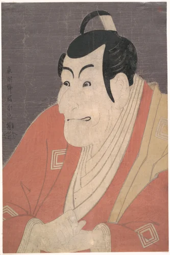 Kabuki Actor Ichikawa Ebizō (Ichikawa Danjūrō V) in the play The Colored Reins of a Loving Wife (Koi nyōbō somewake tazuna) by Tōshūsai Sharaku, print, 1794