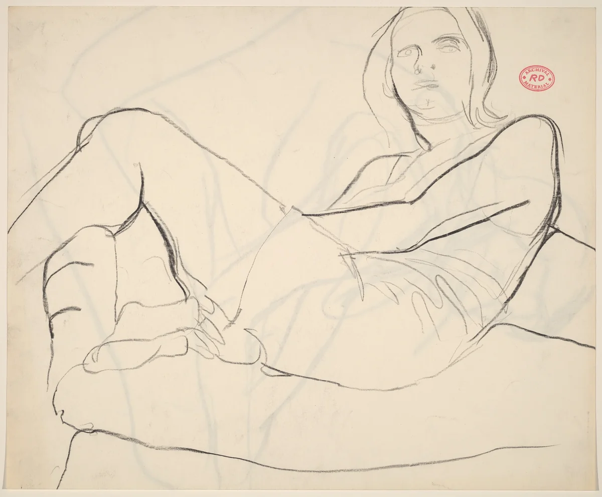 Untitled [reclining woman with crossed legs] [recto] by Richard Diebenkorn, drawing, 1955-1967