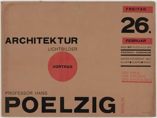 Architektur Lichtbilder Vortrag Professor Hans Poelzig by Herbert Bayer, design, 1926