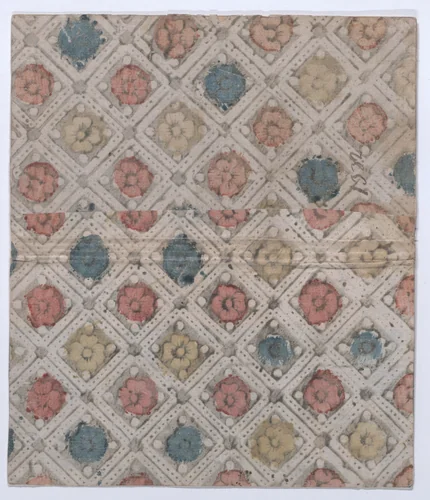 Book cover with overall pattern of rosettes by anonymous, print, 1800-1900