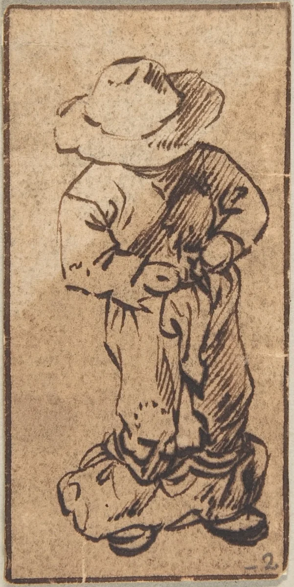 Young Boy Disrobing by anonymous, drawing, 1600-1700