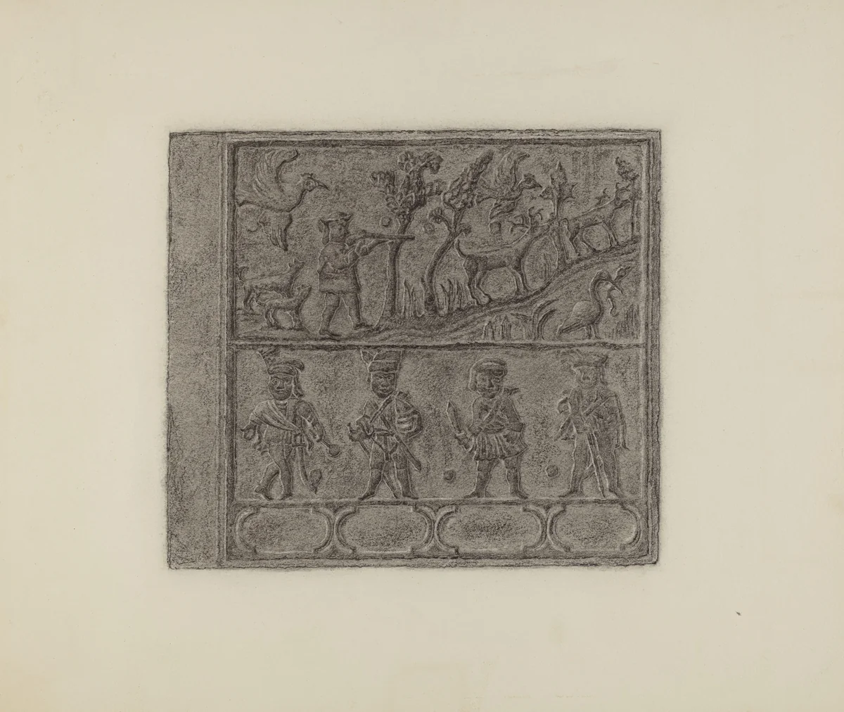 Pa. German Stove Plate by Elmer G. Anderson, index of american design, 1936