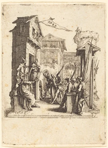 Christ before Caiaphas by Jacques Callot, print, 1624-1625