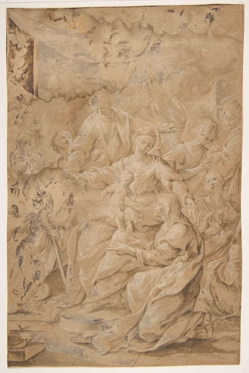 Holy Family by Andrea Sacchi, drawing, 1599-1661