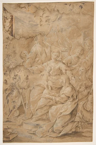 Holy Family by Andrea Sacchi, drawing, 1599-1661