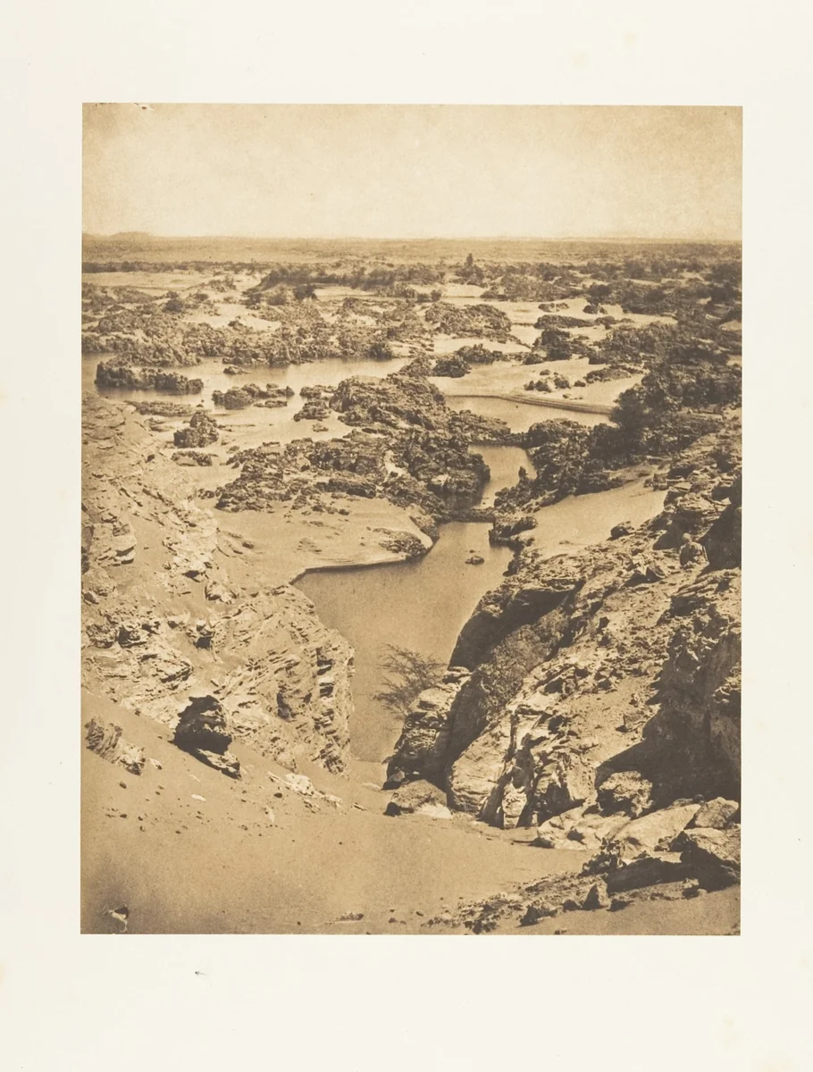 Vue cavalière de la seconde cataracte, prise du haut de Djebel-Aboucir by Maxime Du Camp, photograph, 1850